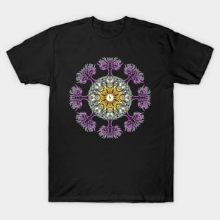 Rings of Power Mandal with Burning Man and Tree T-Shirt